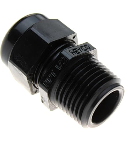 Heyco 8402 HFC 1/2 Black HI Flex Straight Connector & NUT (Package